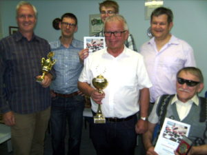 Sieger SM 2014 Die Sieger 2014 (von links): Dr. Martin Welte (Bester Neuling), Remy Heimers (Vizemeister), Pascal Haufe (Sieger Jugend), Champion Klaus Bräunlin, Jörg Schlenker (3. Platz) und Rudolf Dalmann (Aufsteiger des Jahres).